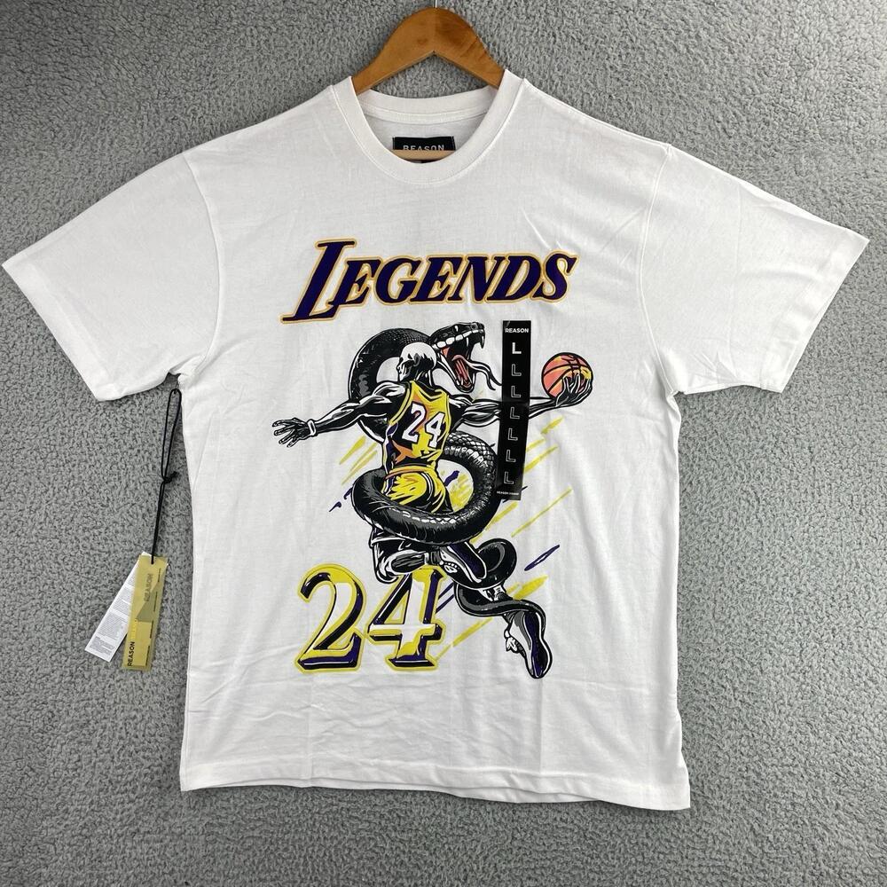 Kobe Bryant T Shirt Reason Adult Large White Short Sleeve Legends Black Mamba 24